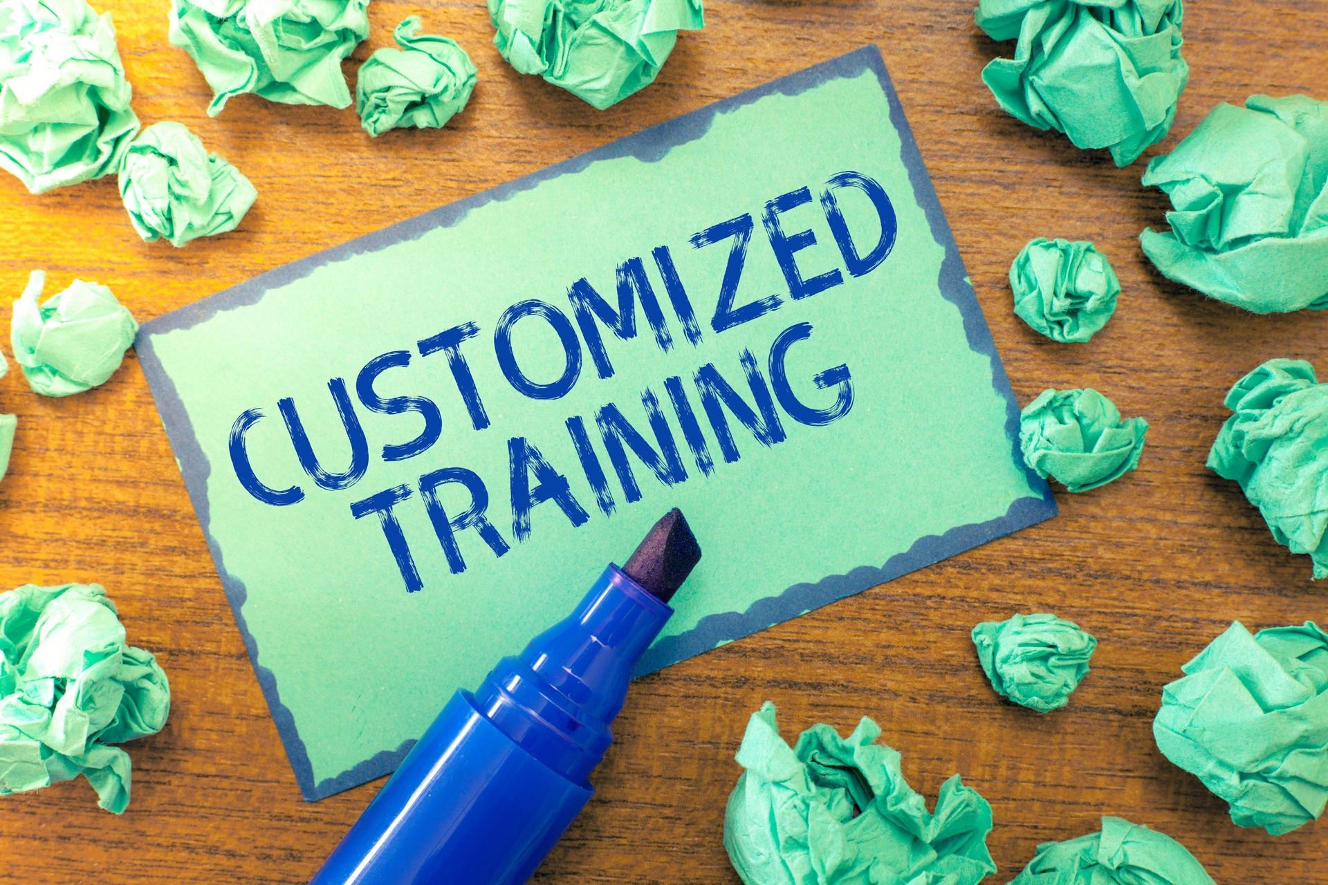 Handwriting text Customized Training. Concept meaning Designed to Meet Special Requirements of Employers